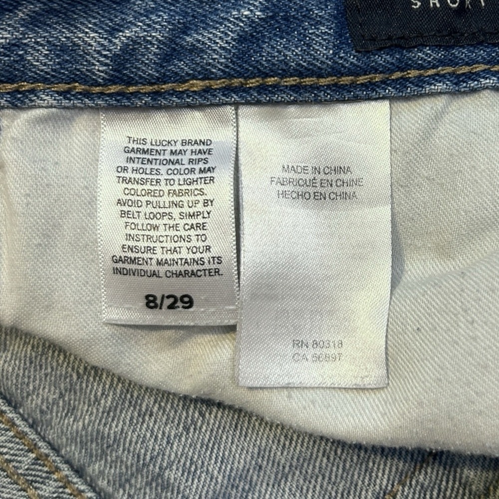 LUCKY BRAND Denim Boyfriend Short sz 8 Distressed Cut-off Style Button Fly Boho - Picture 8 of 10